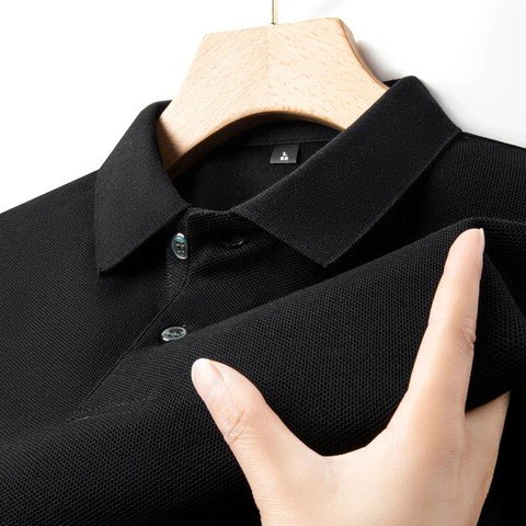 Black classic cotton polo shirt