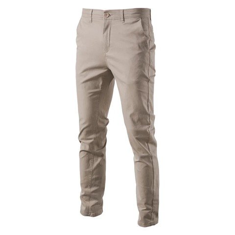 Beige slim stretch cotton chinos
